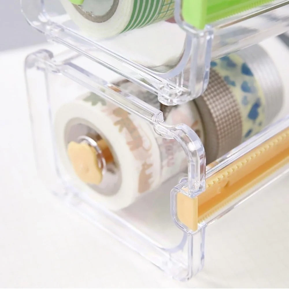 1-4 Pack Washi Tape Dispenser Transparent & Green Acrylic (3 more 4 pack avail)